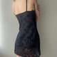 Malizia by La Perla - Black Sheer Mini Lace Dress with Velours Floral Design (XS)