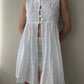 White Cotton Half Buttoned Babydoll Top with Embroidery (M)
