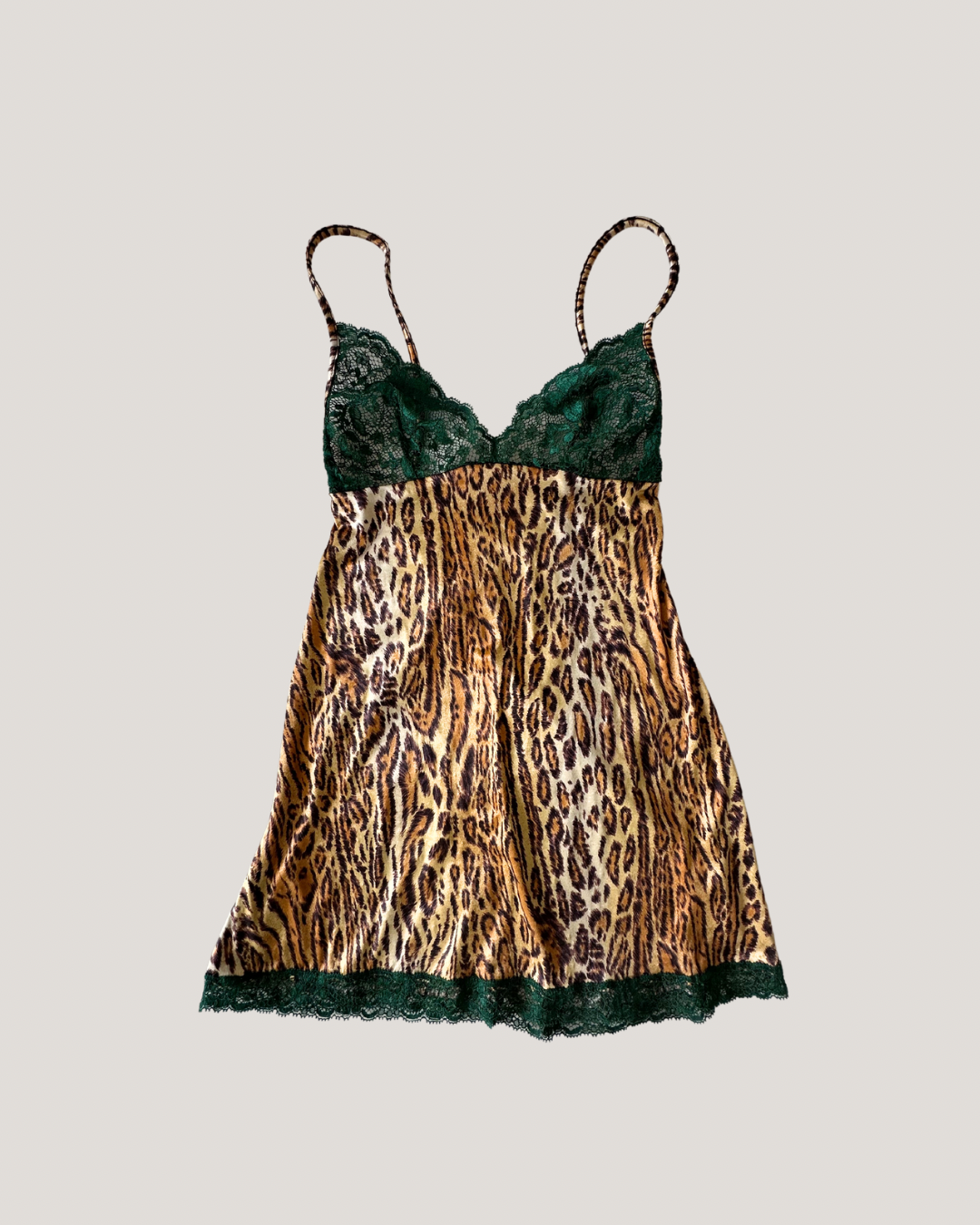 La Perla - Marvel Silky Jaguar Slip Dress with Emerald Green Lace (XS-S)