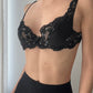 Black Satin and Lace Underwire Bra (75A/34A)