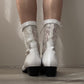 Vintage Inspired White Western/Victorian Lace up Boots (37)