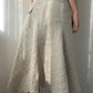 Beige Asymmetric Midi Skirt with Diagonal Stripe Design (XS)