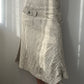 Beige Asymmetric Midi Skirt with Diagonal Stripe Design (XS)
