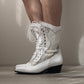 Vintage Inspired White Western/Victorian Lace up Boots (37)