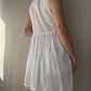 White Cotton Half Buttoned Babydoll Top with Embroidery (M)
