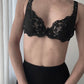 Black Satin and Lace Underwire Bra (75A/34A)
