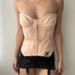 Powder Pink Corset With Black Ribbon Detail (S)