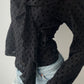 Black Sheer Wrap Top With Ruffles And Polkadots (S)