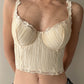 Rare La Perla Pleated Light Peach Bustier with Lace Embroidery (75C-34C)