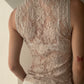 Beige Lace V-neckline Tank Top (XS-S)