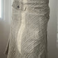 Beige Asymmetric Midi Skirt with Diagonal Stripe Design (XS)