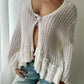 White Cream Ruffled Cardigan (L)