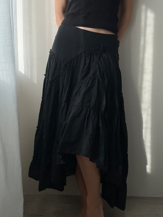 Black High-low Maxi Cake Skirt (XS)