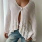 White Cream Ruffled Cardigan (L)