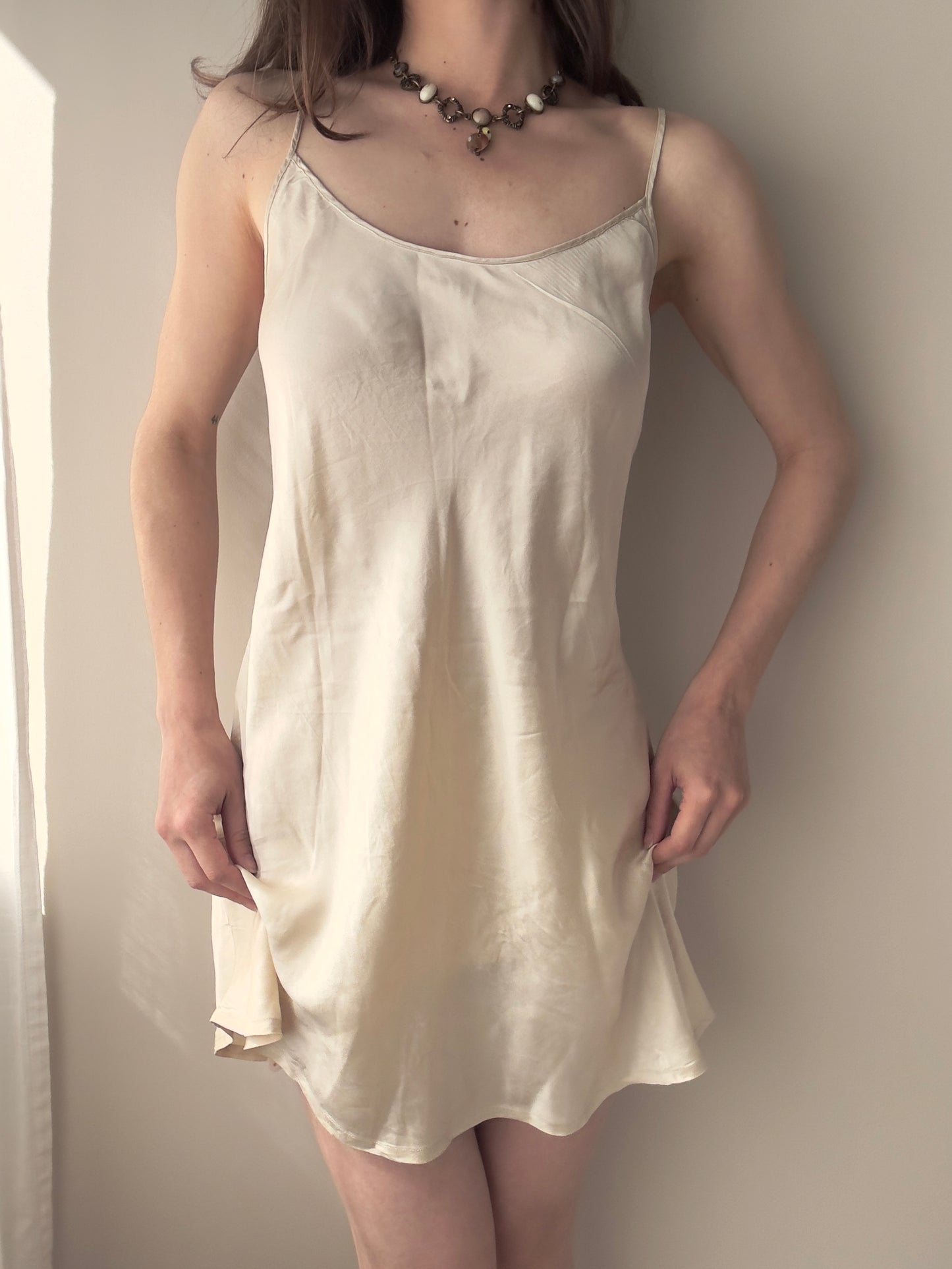 Malizia by La Perla - 100% Silk Champagne Slip Dress (S-M)