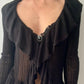 Black Knitted Blouse With Ruffles (S-M)