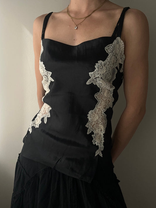 Black Cami (Sleepwear) Top with Lace details (S)