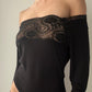 Vintage Italian Brand Black Long Sleeve Body with Lace (M-L)