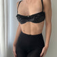 Black Satin Balconette Bra with Fringe details (75C/34C)