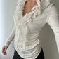 White Victorian Blouse With Ruffles (XS-S)