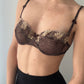 Simone Pérèle Brown Leopard Print Sheer Bra With Gold Embroidery (70C/32C)