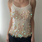 Cream Multicoloured Sequins Top No Brand (XS-S)