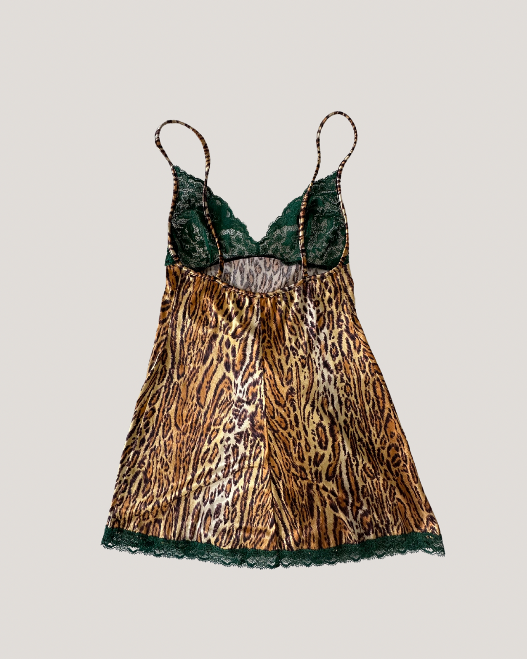 La Perla - Marvel Silky Jaguar Slip Dress with Emerald Green Lace (XS-S)