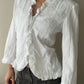 White Crinkle Blouse with Ruffle details (L)