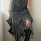 Grey Knitted Ruffled Maxi Skirt (XS)