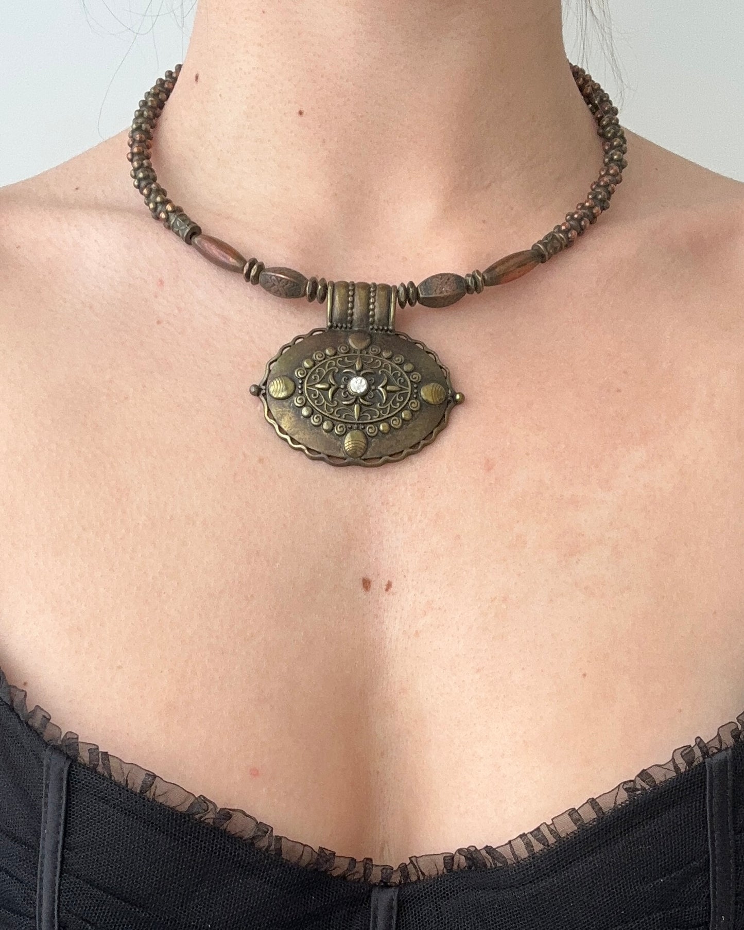 Round Bronze Torc Necklace Bohemian