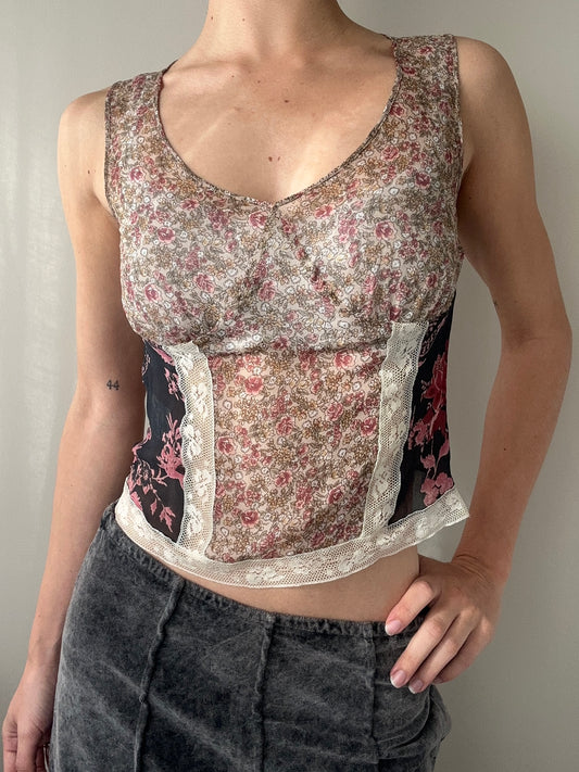 Max Mara (Max&Co.) 100% Silk Sheer Floral Top (XS)