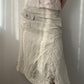 Beige Asymmetric Midi Skirt with Diagonal Stripe Design (XS)