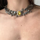 Statement Beaded Choker with Yellow Gemstone Centerpiece