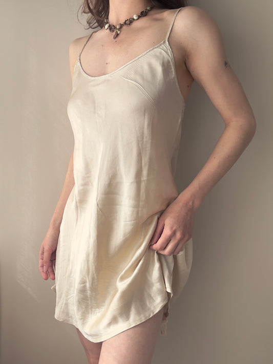 Malizia by La Perla - 100% Silk Champagne Slip Dress (S-M)