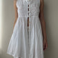 White Cotton Half Buttoned Babydoll Top with Embroidery (M)