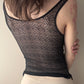 Vintage - Black Lace / Fishnet Mesh Top (XS)