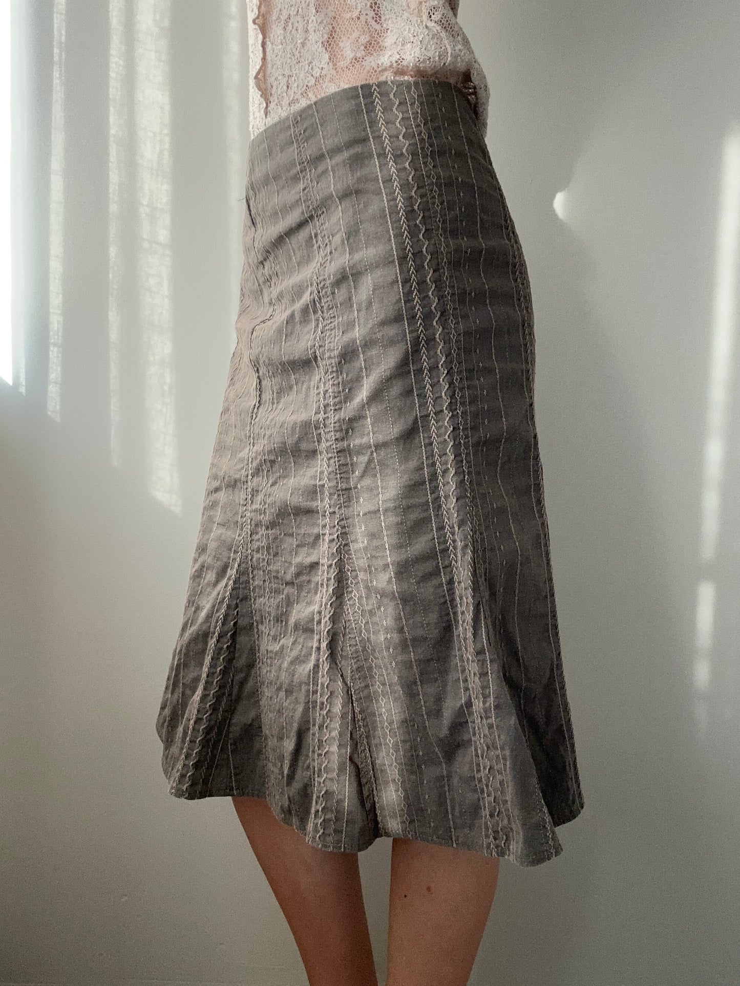Dark Khaki Knee Length Trumpet Skirt (XS)