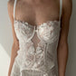 Cream Mesh Corset With Floral Embroidery