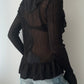 Black Knitted Blouse With Ruffles (S-M)