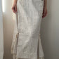 Beige Mermaid Skirt with Stripe Design and Ruffle Hemline (XS)