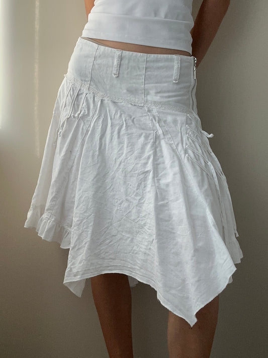 Linen and Cotton Handkerchief Skirt with Double Layers (S-M)