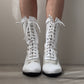 Vintage Inspired White Western/Victorian Lace up Boots (37)
