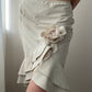 Beige Mini Mermaid Skirt with Flower Detail and Ruffle Hemline (S-M-L)