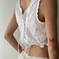 White Cotton Mini Button Up Top With Embroidery And Ruffles