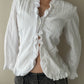 White Crinkle Blouse with Ruffle details (L)