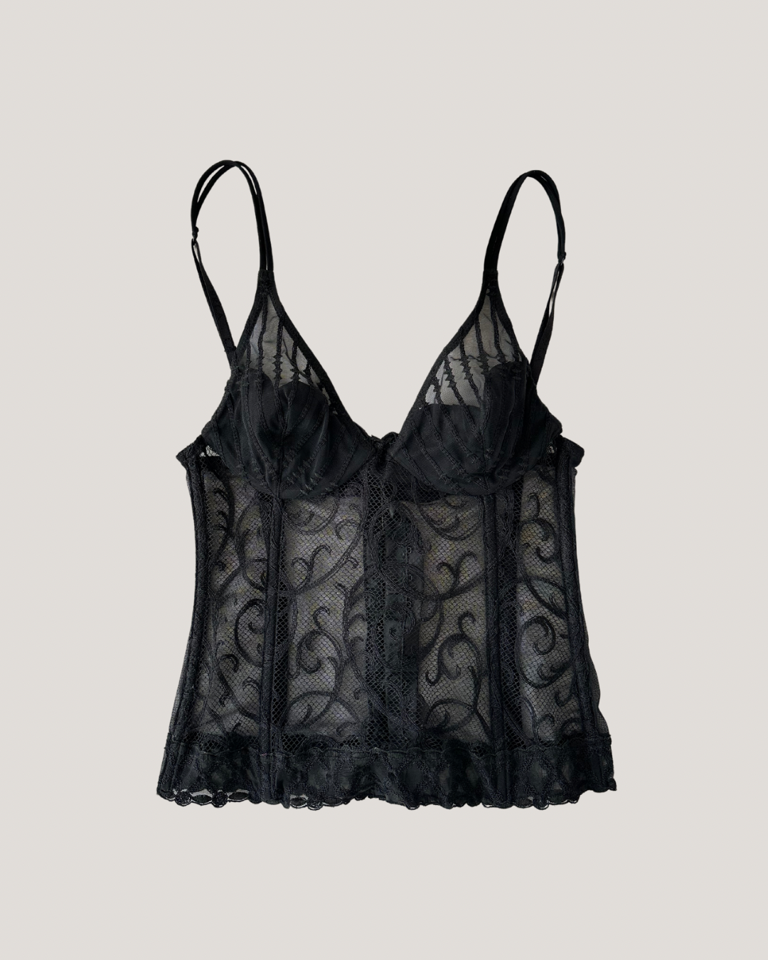 La Perla Black Sheer Embroidered Corset Top (XXS)