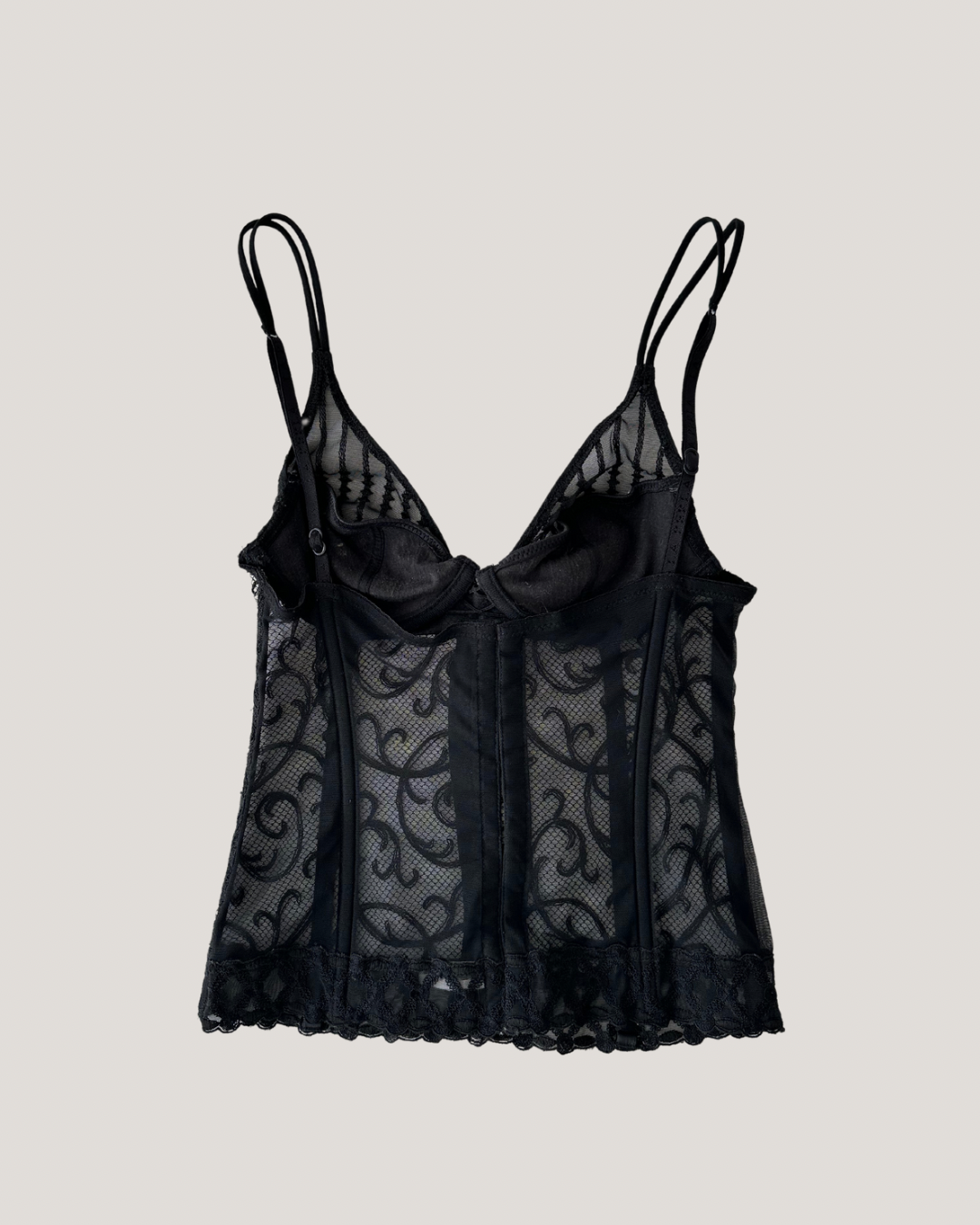 La Perla Black Sheer Embroidered Corset Top (XXS)