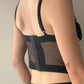 Black and Beige Gold Floral Embroidered Longline Bra (75B/34B)