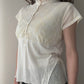Sheer Button-up Top with Velvet Floral Details (M)