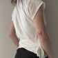 Sheer Button-up Top with Velvet Floral Details (M)